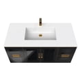 thumbnail image 6 of Solaria 48" Blue Wood Floating Vanity with White Top and Glass Facade, 6 of 10