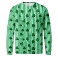 thumbnail image 5 of Dwelliawo St.patrick's Waffle Long Sleeve T Shirt Men Graphic Long Sleeve Waffle Knit Tees Loose Fit St Patricks Day Irish Clover Celtic Cross Flag Print Shirts Round Neck Outfit Army Green S, 5 of 6