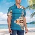 thumbnail image 5 of Bixox Men's Hawaiian Shirts Men's Shells and Starfish Print Short-Sleeve Shirt-3X-Large, 5 of 8