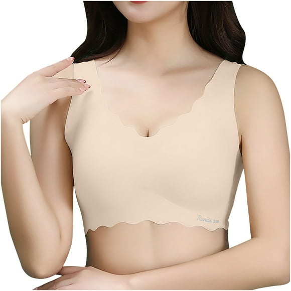 Nursing Bra Women Padded Bra Feature V-Neck T-Shirt Bra Style W-376 Beige L