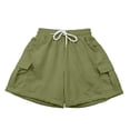 thumbnail image 3 of Girls Casual Shorts Basic Classic Lightweight Shorts Regular Fit Comfortable Kids Summer Clothing Army Green 7-8 Years, 3 of 7
