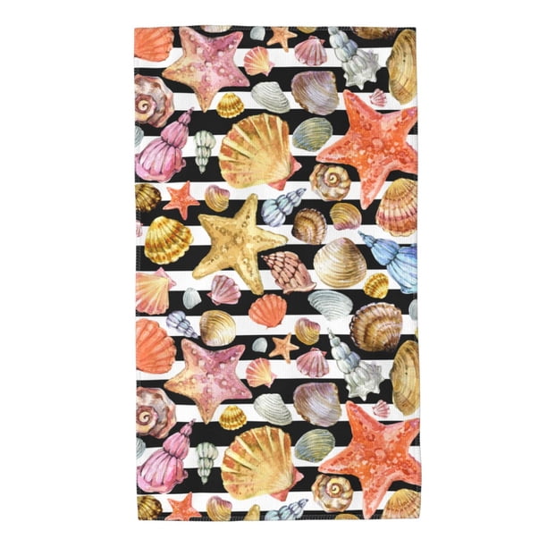 Balery Sea Shell Toalla de Microfibra Premium con Estampado – 27.5x16 pulgadas, Alta Absorción, Suave y Aterciopelada, Secado Rápido