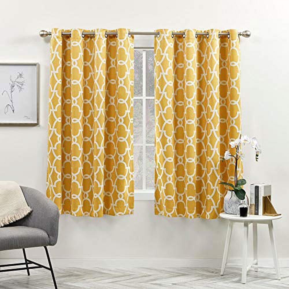 Exclusive Home Gates Sateen Room Darkening Blackout Thermal Grommet Top Curtain Panel Pair, 52"x63", Sundress Yellow