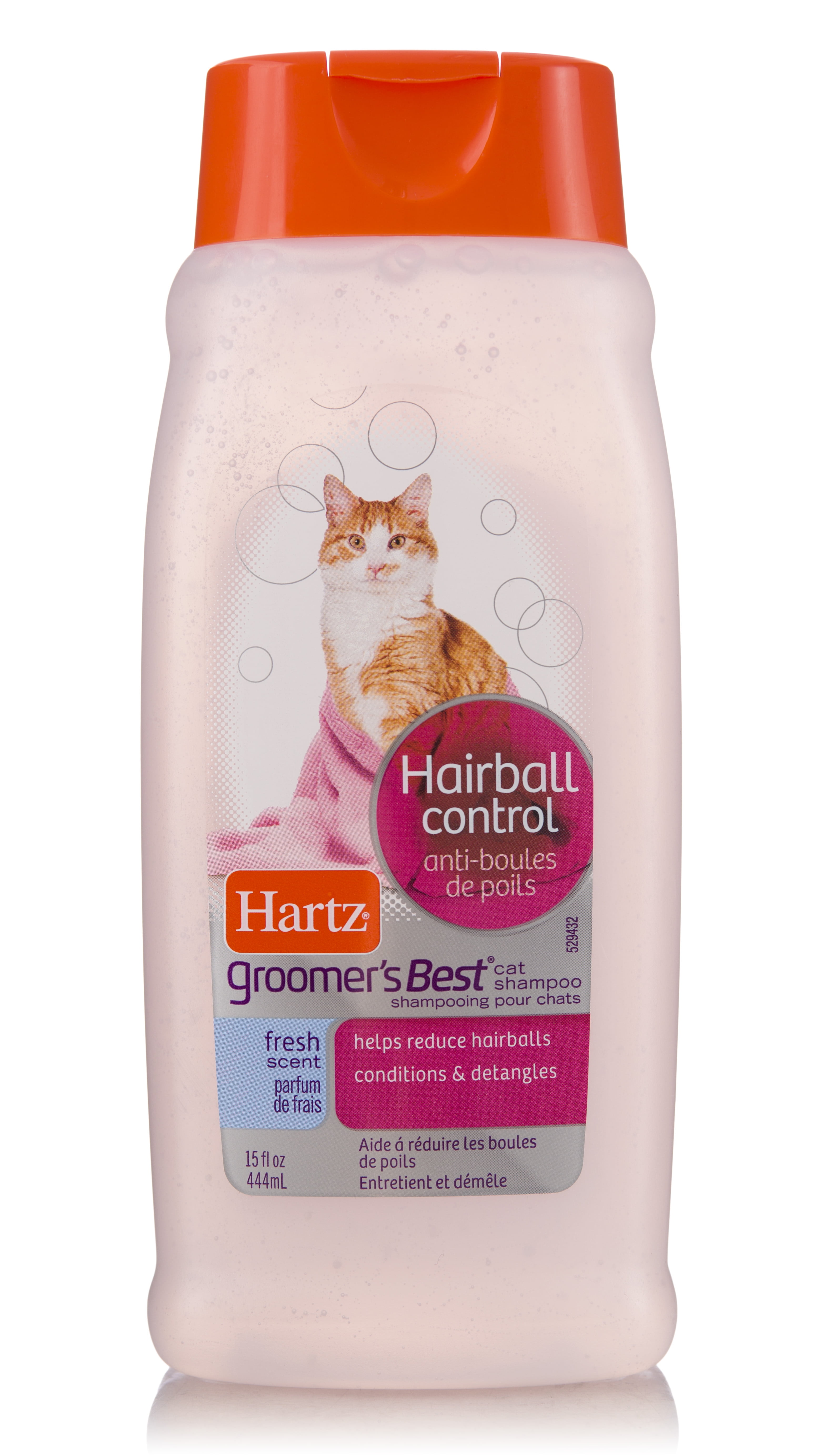 Hartz Groomer's Best Extra Gentle Hairball Control Fresh Scent Cat Shampoo, 15 fl oz.