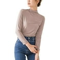 thumbnail image 4 of Long Sleeve Shirts For Women Casual Solid Fitted Turtleneck Sweater Top Womens Long Sleeve Tops, 4 of 7