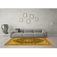 thumbnail image 3 of Ahgly Company Machine Washable Indoor Round Medallion Yellow Traditional Area Rugs, 7' Round, 3 of 4