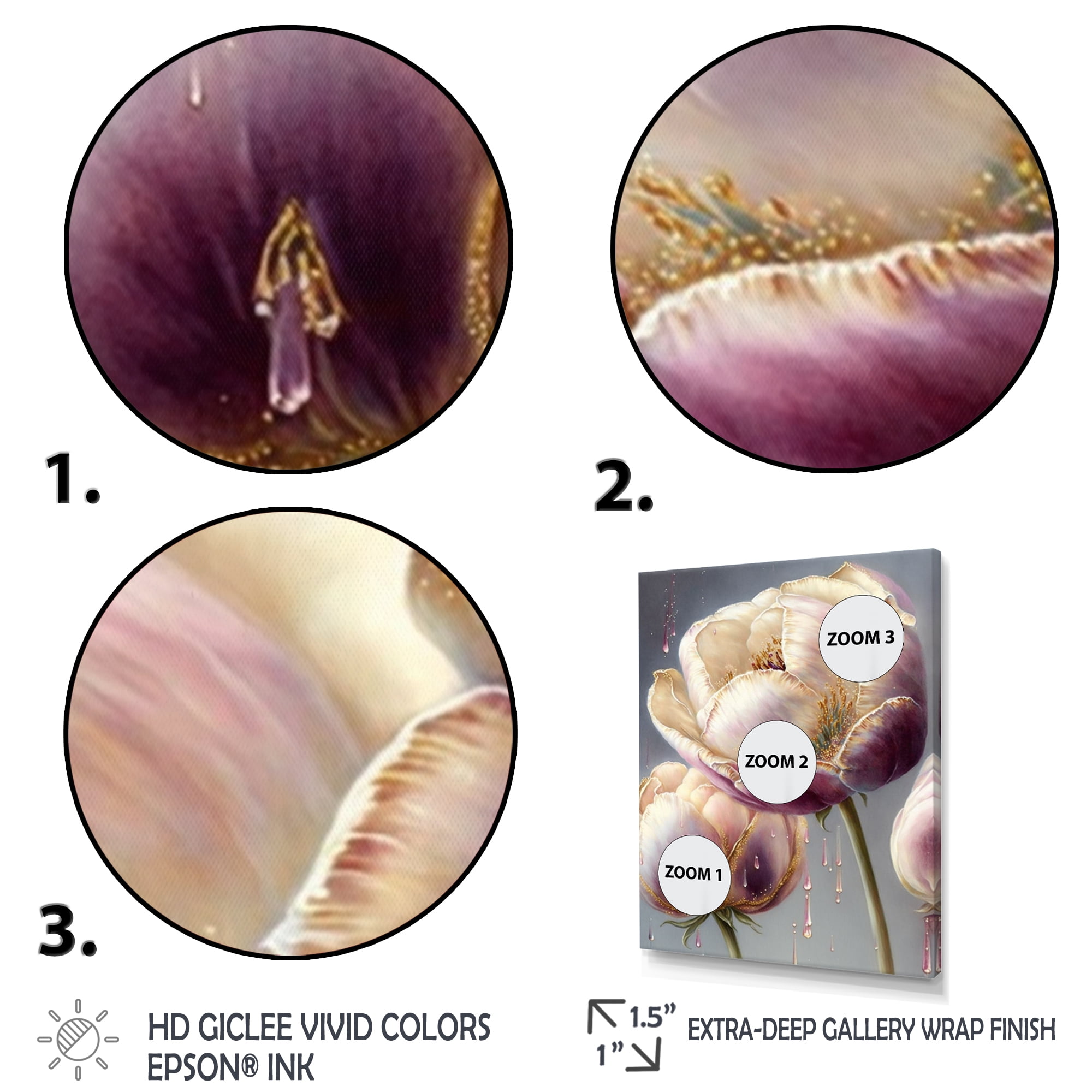 Designart Cream And Purple Tulip II Canvas Wall Art