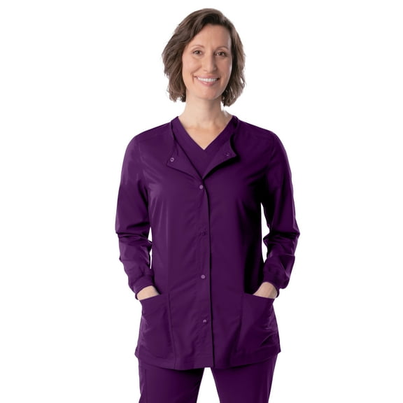 Landau ProFlex Tailored Fit 3-Pocket Snap-Front Scrub Jacket for Women 3038