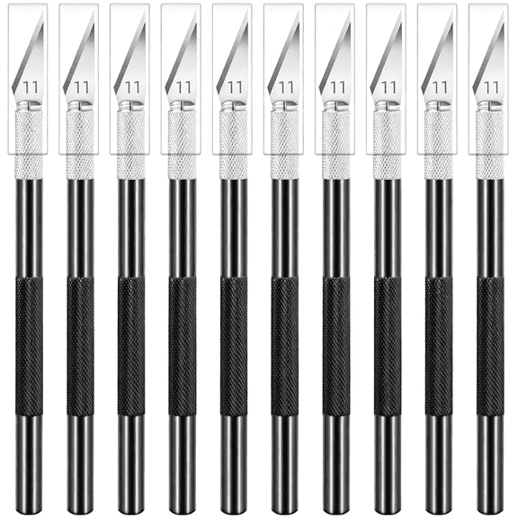 EXLEAF 10 Pack Craft Knife Set,Precision Hobby Knife with Sharp Blades for Crafting,Modeling,Trimming,Stencil Cutting,Wood Carving,Scrapbooking,Diy,and Art Projects (Black)