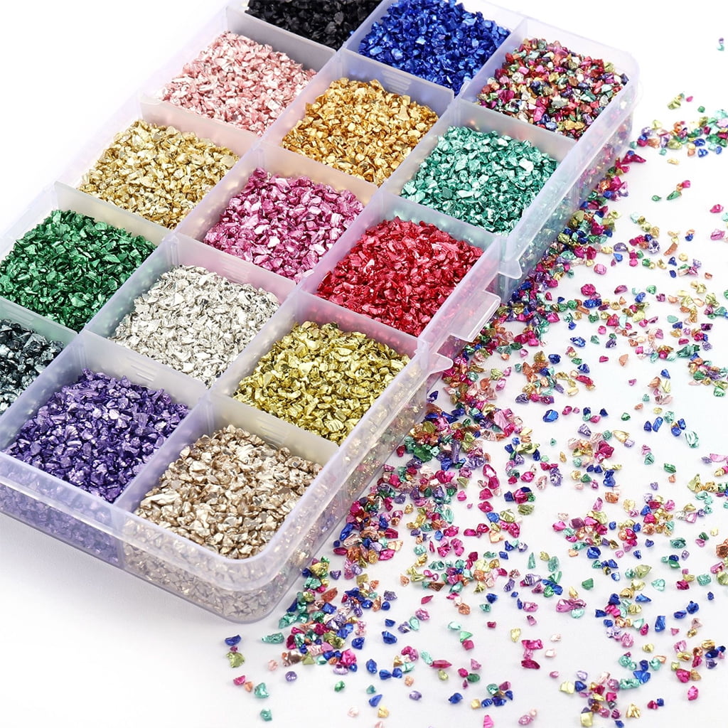 Glitter Irregular Glass Chips DIY Crafts Jewelry Making Filling Decorative Crystal UV Resin Mold Coaster Filler