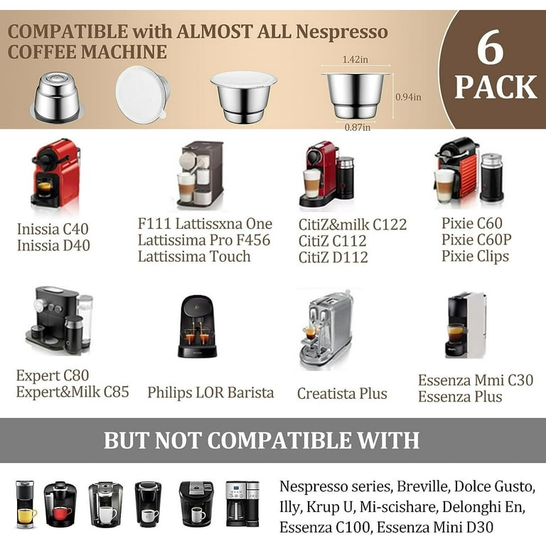 Reusable Coffee Pods for Nespresso Stainless Steel Refillable Capsules for U Essenza Citiz Economical Eco friendly Alternative Compatible