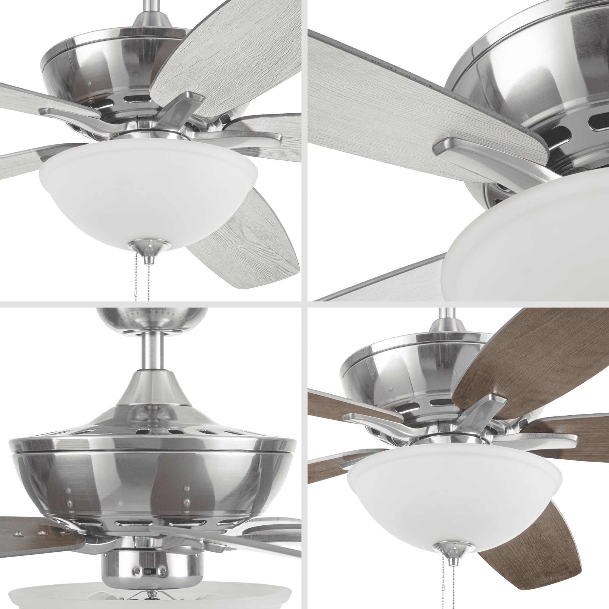 Mainstays Nickel Traditional 60" Brushed LED Living Room Ceiling Fan with Pull Chains