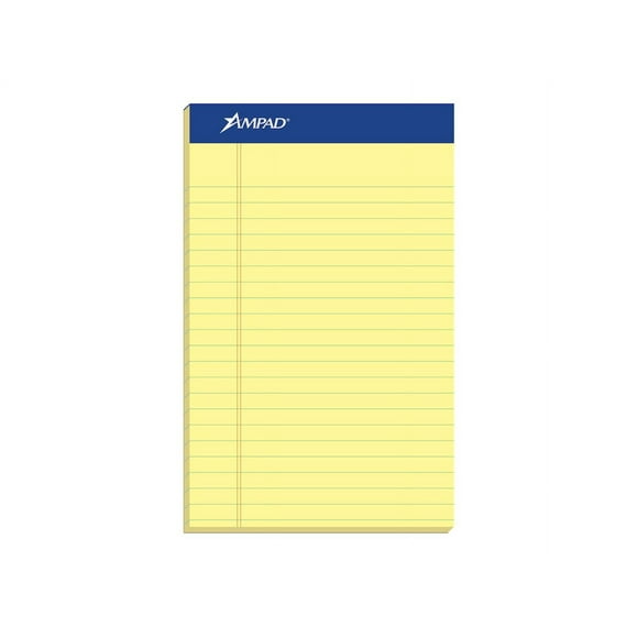 Ampad Evidence - Bloc - Relié au Ruban - 50 Feuilles / 100 pages - Canari - Junior Legal (Lot de 12)