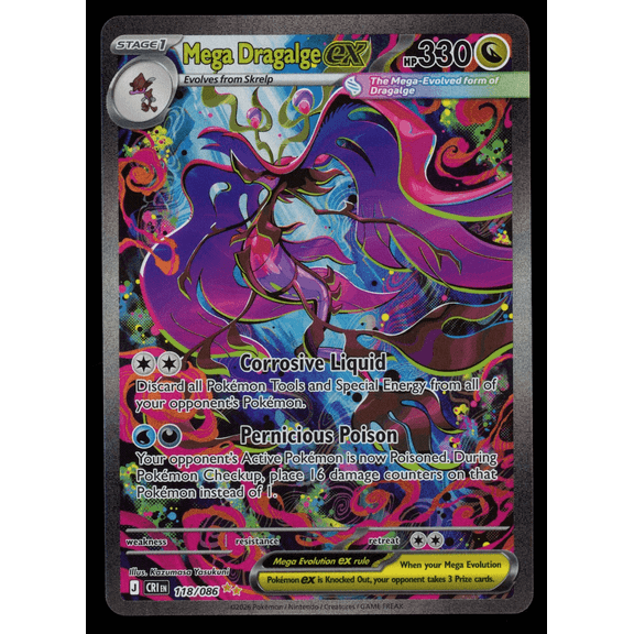 Collectible 2026 Chaos Rising Mega Dragalge EX Holo Secret Rare FA SAR #118/86