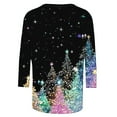 thumbnail image 4 of Cavosen Christmas Women's Shirts and Blouses 3/4 Length Sleeve Glitter Xmas Tree Print Tops Crew Neck Shirts Festival Fashion Blouse Athletic Vacation Holiday T-Shirt, 4 of 5