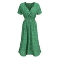 thumbnail image 4 of Women's V Neck Floral Short Sleeve Midi Dress Women's Beach Sundress, 4 of 5