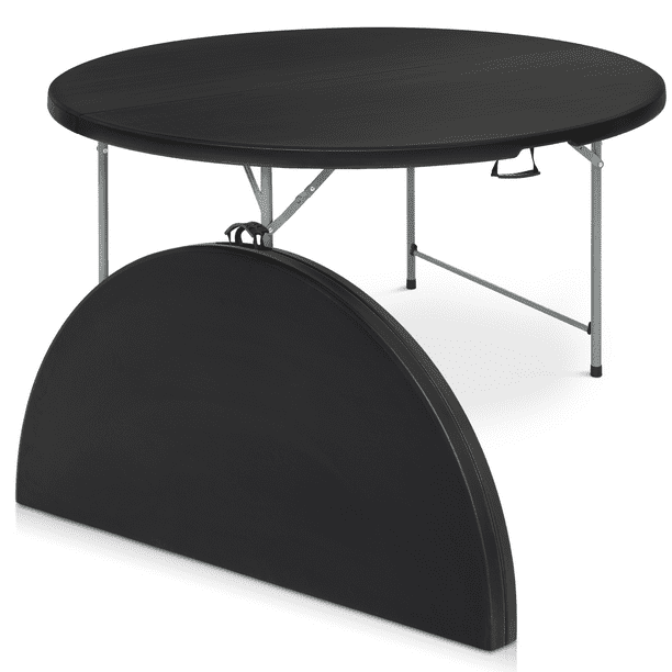 Magshion Round Folding Table, 5.5ft Portable Plastic Table with Handle, Foldable Party Banquet