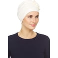 thumbnail image 2 of Beemo Women’s Gathered Pleated Chemo Turban - Comfortable and Stylish - Ivory, 2 of 4
