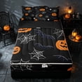 thumbnail image 2 of Homewish Halloween Ghost Bat Zipper Twin Comforter Sets with Fitted Sheet and 2 Pillowcases, Spider Web Pumpkin Zipper Bedding Set, Black Orange, Black Reversible, 2 of 7