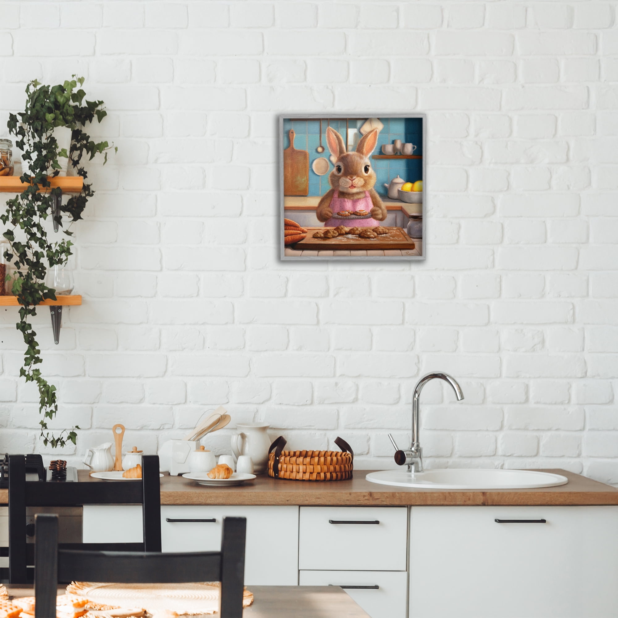 Stupell Industries Mrs. Bunny Bakewell Gray Framed Giclee Art, design by Lucia Heffernan