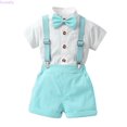 thumbnail image 2 of Kureaily Toddler Boys Short Sleeve Solid T Shirt Tops Suspenders Shorts Child Kids Gentleman Outfits 18-24 Months, 2 of 5