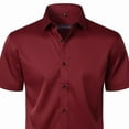thumbnail image 3 of Stamzod Summer Work Shirts for Men Short Sleeve Lightweight Button Up Shirt Men Plus Size Business Casual Clothes Wine B S, 3 of 4
