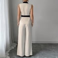 thumbnail image 7 of MLCDZ Two Piece Dressy Sets for Women Collar Sleeveless Top and Wide Leg Loose Straight Pants with Pockets Suits Set Office Work Business Casual Outfits, 7 of 7
