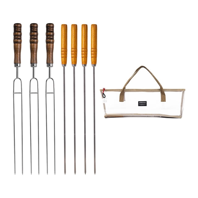 Brochetas para la parrilla Brochetas de metal para brochetas para pollo BBQ Utensilios de cocina Pin blanco y tenedores Cola Brochetas para asar