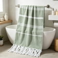 thumbnail image 6 of LACKUST Quick Dry Lightweight Striped Microfiber Beach Towel with Tassels, Oversized Bath Towel for Travel Swimming Pool Camping, 6 of 6