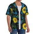 thumbnail image 2 of Fuzoiu Sunflowers And Blue Flower Print Men's Casual Short,Men's Short Sleeve Shirt,Mens Casual Button Down Shirts,Cuban Collar Summer Shirt for Beach, Vacation, and Outdoor Activities-XX-Large, 2 of 5