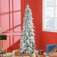 thumbnail image 2 of HOMCOM 6ft Flocked Pencil Christmas Tree with Auto Open, Steel Base, 2 of 10
