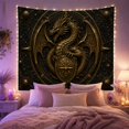 thumbnail image 2 of Golden Dragon with Shield in Celestial Star Chart, Mystical Gothic Fantasy for Dragon Lovers, Medieval Wall Art, Housewarming Gift, Tapestry Wall Hanging for Bedroom and Dorm, 2 of 7
