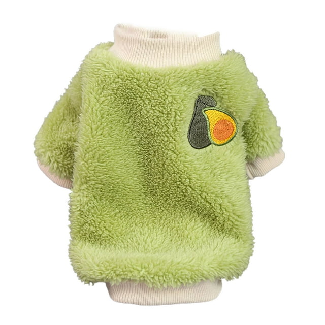 Trayknick Pet Clothes Cartoon Fruit Embroidery Pattern Keep Warmth Good Elasticity Pet Dogs Sweater Clothes for Winter Green XL