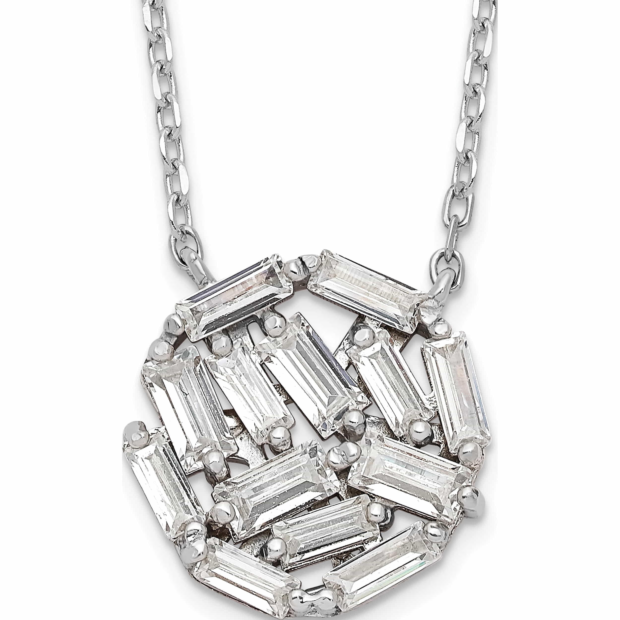 925 Sterling Silver Rhodium plated 12x14 Blue Ice CZ Cubic Zirconia Simulated Diamond Pendant Necklace Jewelry Gifts for Women 925 Sterling Silver Rhodium plated 12x14 Blue Ice CZ Cubic Zirconia Simulated Diamond Pendant Necklace Jewelry Gifts for Women