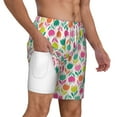 thumbnail image 3 of Picia Tulips Flowers pattern Mens Swim Trunks with Compression Liner Stretch Beach Shorts Quick Dry with Zipper Pockets No-Chafing Board Shorts-Small, 3 of 9