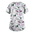 thumbnail image 3 of EHTMSAK Scrubs Tops 3xi Clearance Floral with Pocket Womens Clearance Scrub Tops Short Sleeve Working Uniform Blouse Shirt Gray 3X, 3 of 3