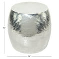 thumbnail image 4 of DecMode 14" x 16" Silver Aluminum Metal Drum Accent Table with Hammered Design, 1-Piece, 4 of 13