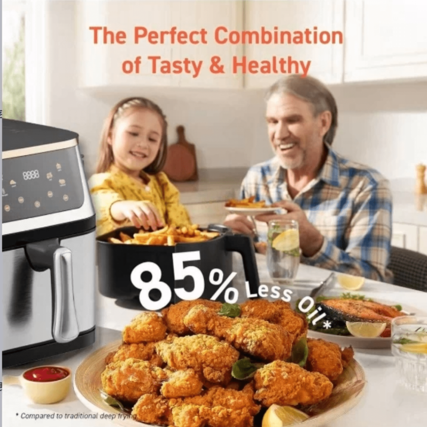 Stainless Steel Touch Screen Air Fryer, Customizable Program Options, Six In One Function, Crispy, Baked, Dehydrated, Baked, Reheated