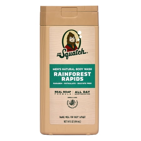 Dr. Squatch Mens Natural Body Wash  Sulfate Free Moisturizing Body Wash for men  Rainforest Rapids  14 fl Oz