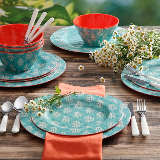 Laguna Gallery Placentia 12-Piece Melamine Dinnerware Set ...