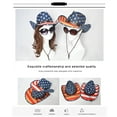 thumbnail image 4 of Women Men 4th of July American Flag Western Cowboy Hat USA Independence Day Arnival Party Cowgirl Cap Wide Brim Hat, 4 of 7