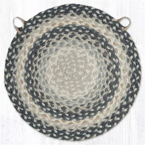 Earth Rug  15.5 x 15.5 in. Gray, Sand & Ivory Braided Jute Chair Pad