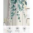thumbnail image 6 of Teal Green Eucalyptus Sheer Curtains 39 Inch Length 2 Panels Set for Living Room/Bedroom, Farmhouse Weeping Leaves Linen Kitchen Curtains Grommet Semi-Sheer Curtains Window Treatments 27.5"x39"x2, 6 of 7