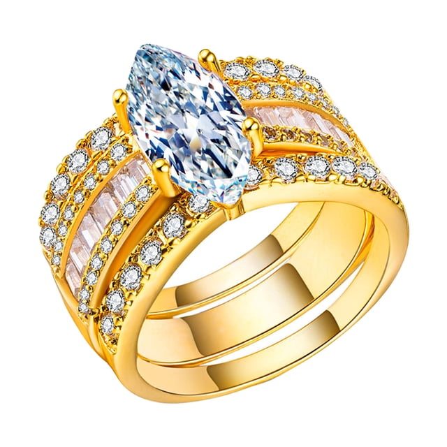 Anillo de joyería con incrustaciones Señoras Anillo Regalo Tres-en-uno Diamantes de imitación desmontable Anillos de 3 piezas