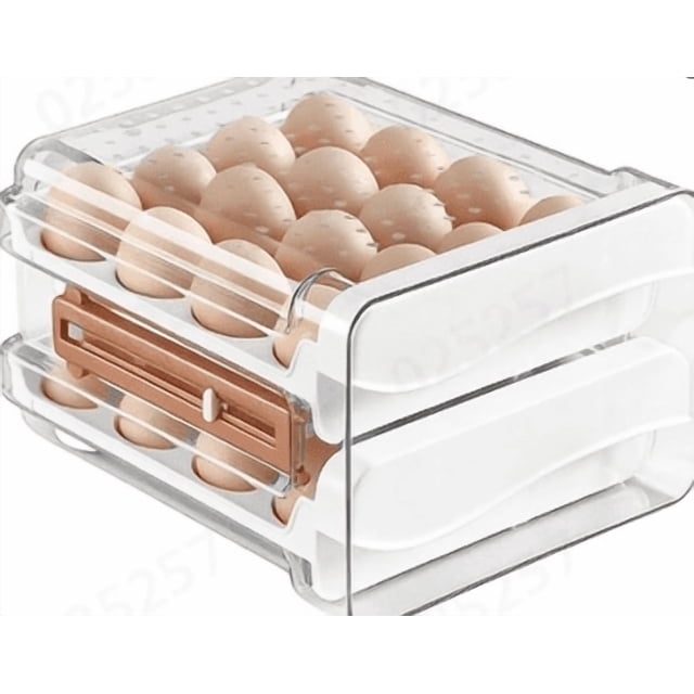 BotaniNest Egg Holder For Fridge Egg Container Holders Dispenser For Refrigerator 32 Eggs Space Saving Eggs Organizer Drawer With Date Display For Refrigerator Countertop Kitchen