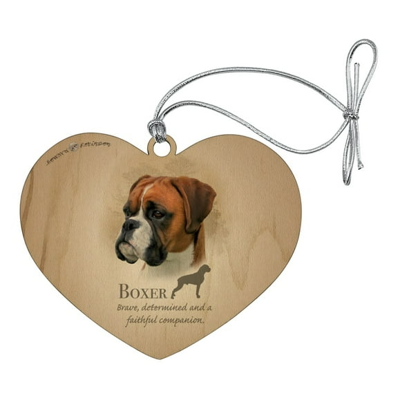 Boxer Dog Breed Heart Love Wood Christmas Tree Holiday Ornament