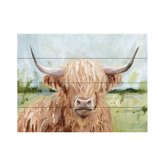 Victoria Borges 'Highland Grazer II' Wood Slat Art 12x16