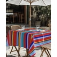 thumbnail image 4 of Rainbow Striped Square Outdoor Tablecloth, Waterproof Table Cloth Cover with Umbrella Hole and Zipper, Red Blue Yellow Geometric Abstract Table Protector for Patio Party Picnic 60"x60", 4 of 6