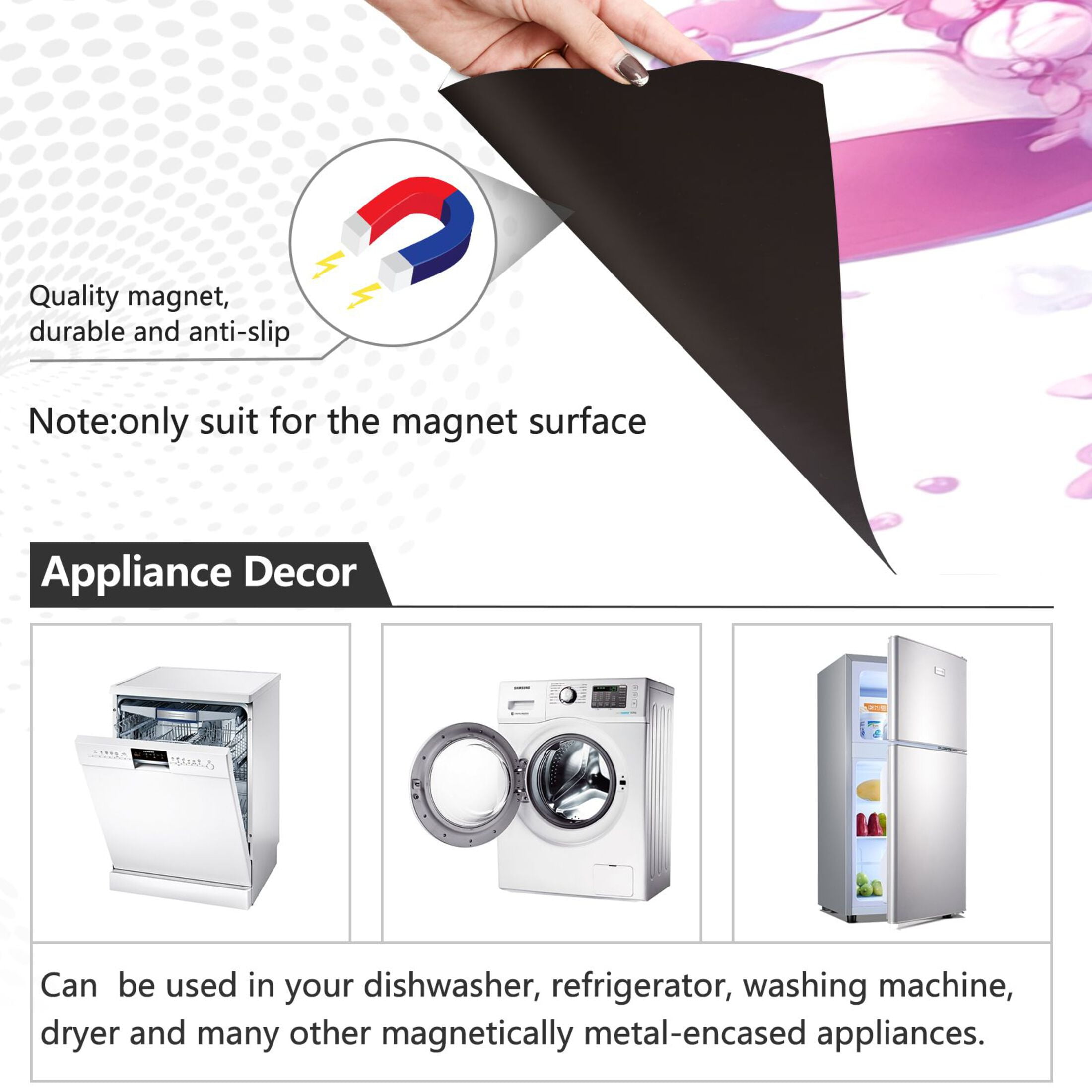 Dishwasher Magnetic Sticker 23x26 Inch Refrigerator Magnetic Sticker Washing Machine Magnetic Sticker Kitchen Panel Magnetic Sticker Home Decor Lovely Cartoon Purple Rabbit