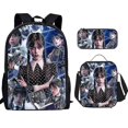 thumbnail image 1 of Wednesday Addams Backpack Three-piece Set Student School Bag Canvas Bag V, 1 of 4